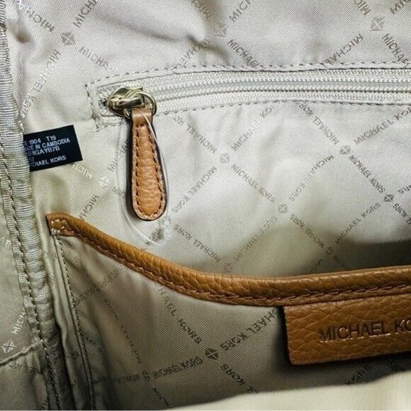 Michael Kors Abbey Medium Logo and Pebbled Leather Backpack Brown main image 13